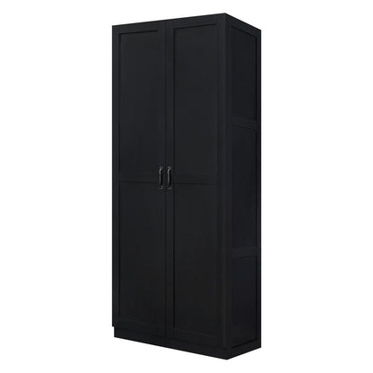 Manhattan Comfort - Hopkins Storage Closet with 14 Adjustable Shelves in Black - Set of 2 - 2-2GLF-BK veiw 2