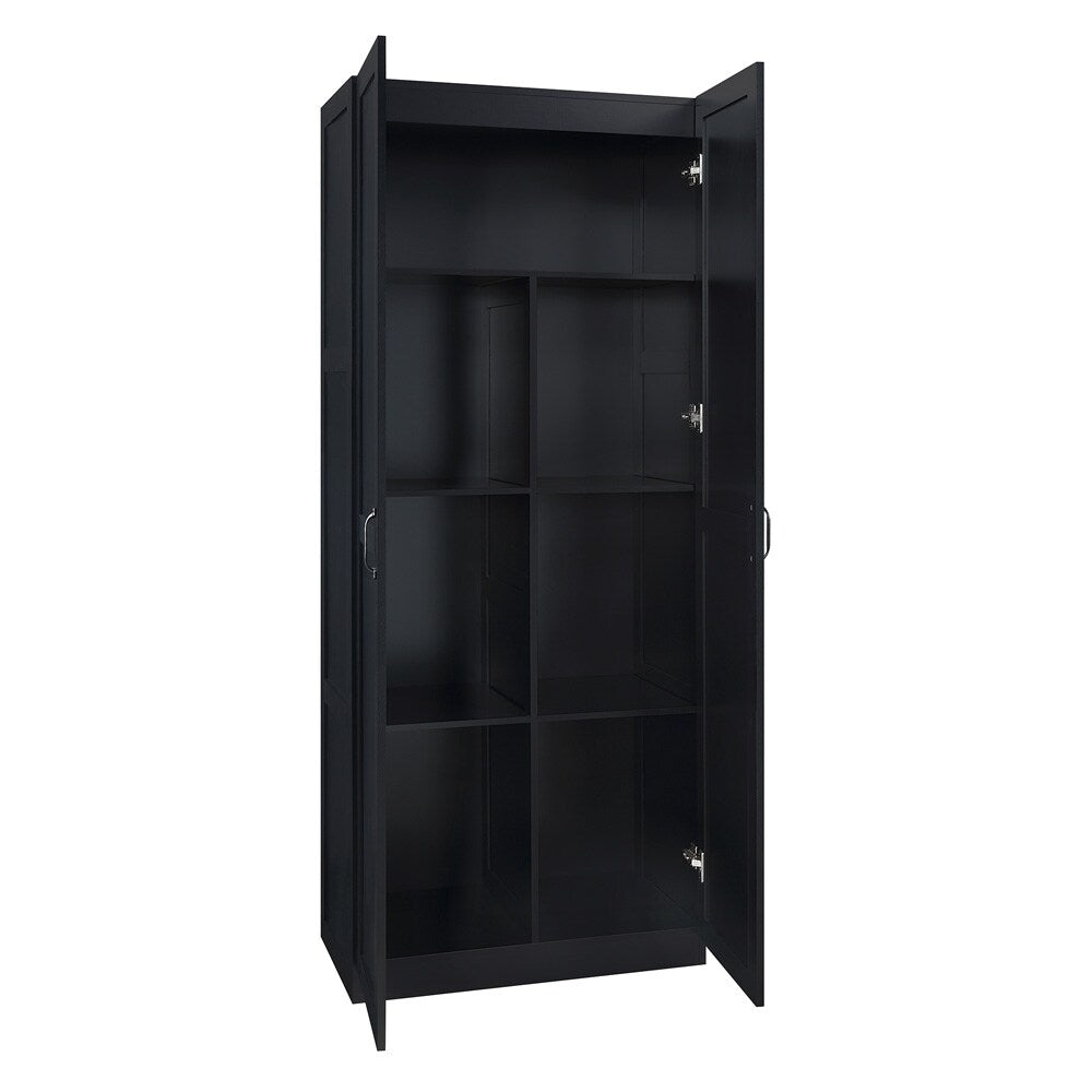 Manhattan Comfort - Hopkins Storage Closet with 14 Adjustable Shelves in Black - Set of 2 - 2-2GLF-BK veiw 3