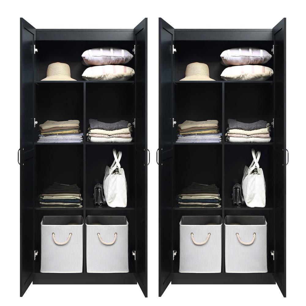 Manhattan Comfort - Hopkins Storage Closet with 14 Adjustable Shelves in Black - Set of 2 - 2-2GLF-BK veiw 8