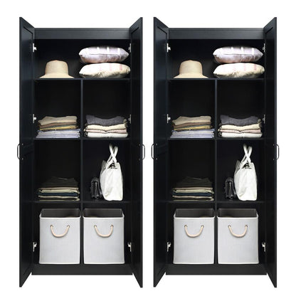 Manhattan Comfort - Hopkins Storage Closet with 14 Adjustable Shelves in Black - Set of 2 - 2-2GLF-BK veiw 8