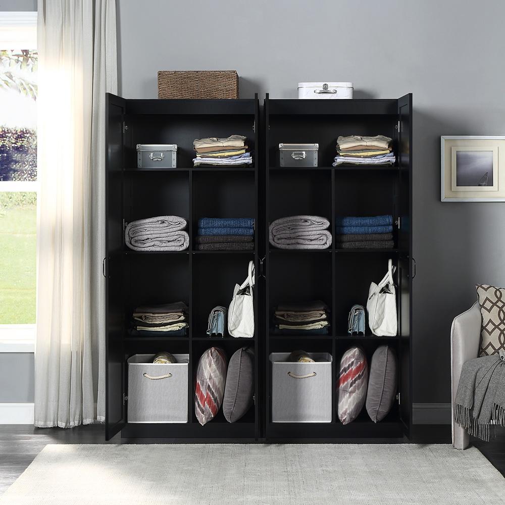 Manhattan Comfort - Hopkins Storage Closet with 14 Adjustable Shelves in Black - Set of 2 - 2-2GLF-BK veiw 9