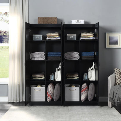 Manhattan Comfort - Hopkins Storage Closet with 14 Adjustable Shelves in Black - Set of 2 - 2-2GLF-BK veiw 9