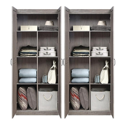 Manhattan Comfort - Hopkins Storage Closet with 14 Adjustable Shelves in Grey - Set of 2 - 2-2GLF-GY veiw 8