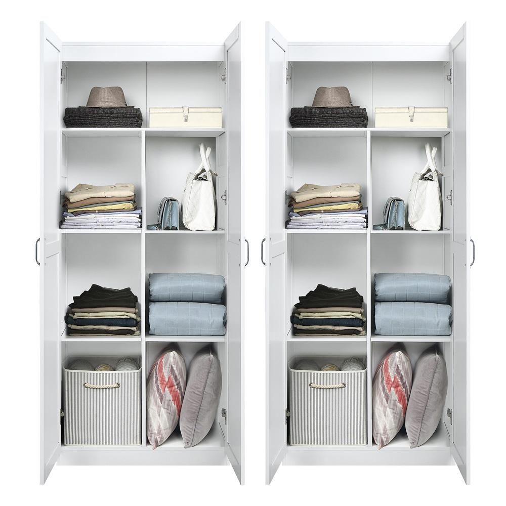 Manhattan Comfort - Hopkins Storage Closet with 14 Adjustable Shelves in White - Set of 2 - 2-2GLF-WH veiw 9
