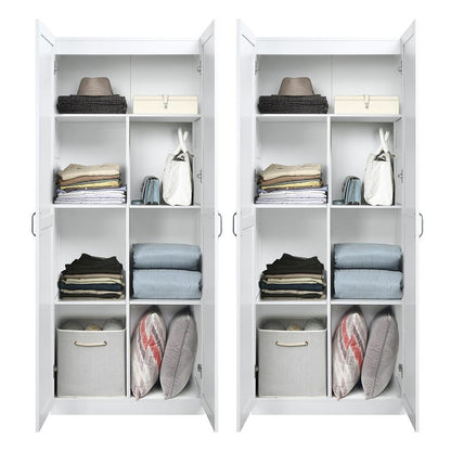 Manhattan Comfort - Hopkins Storage Closet with 14 Adjustable Shelves in White - Set of 2 - 2-2GLF-WH veiw 9