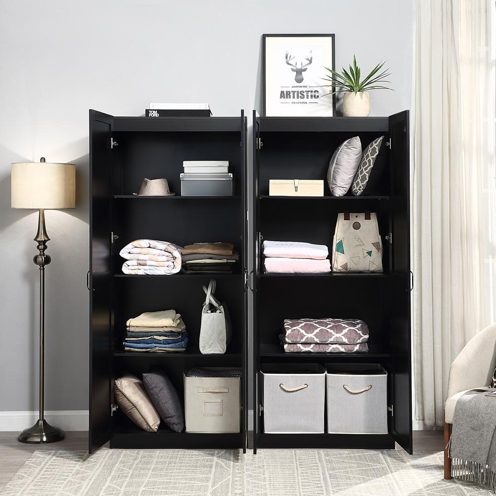 Manhattan Comfort - Hopkins Storage Closet with 8 Fixed & Adjustable Shelves in Black - Set of 2 - 2-3GLF-BK veiw 6