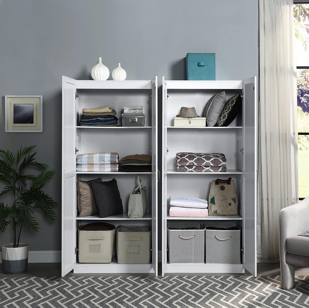 Manhattan Comfort - Hopkins Storage Closet with 8 Fixed & Adjustable Shelves in White - Set of 2 - 2-3GLF-WH veiw 7