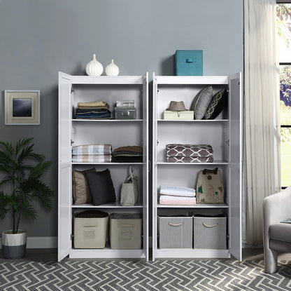 Manhattan Comfort - Hopkins Storage Closet with 8 Fixed & Adjustable Shelves in White - Set of 2 - 2-3GLF-WH veiw 7
