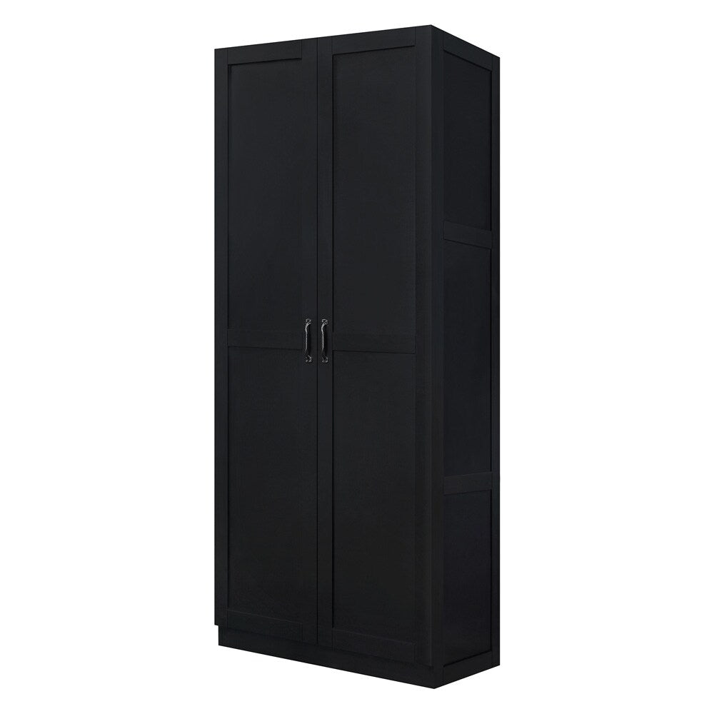 Manhattan Comfort - Hopkins Storage Closet with 7 Adjustable Shelves in Black - 2GLF-BK veiw 2