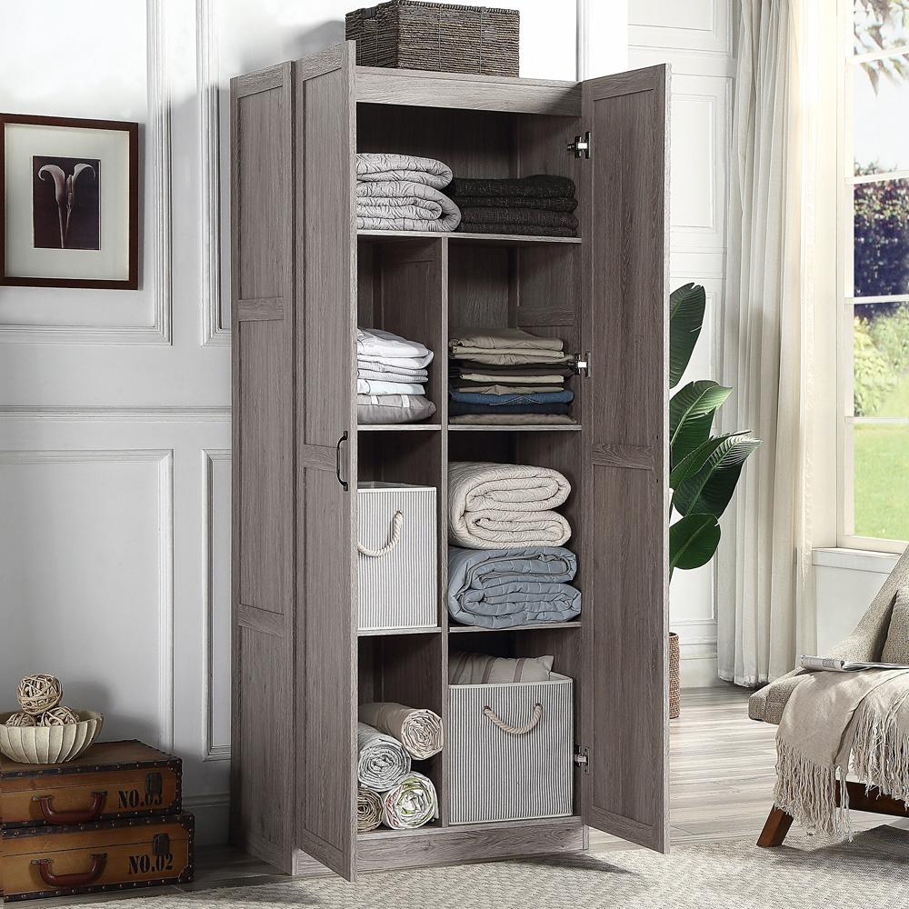 Manhattan Comfort - Hopkins Storage Closet with 7 Adjustable Shelves in Grey - 2GLF-GY veiw 9