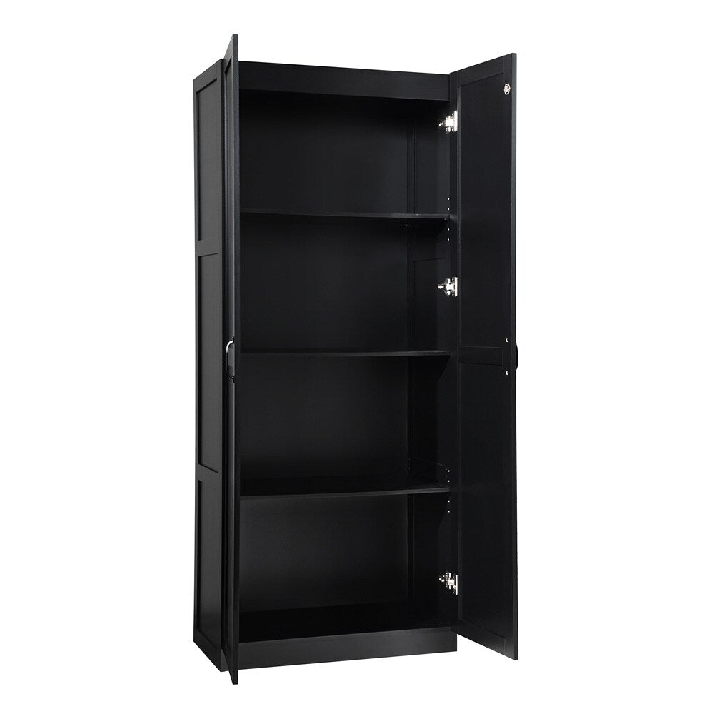 Manhattan Comfort - Hopkins Storage Closet with 4 Fixed & Adjustable Shelves in Black - 3GLF-BK veiw 3