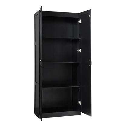 Manhattan Comfort - Hopkins Storage Closet with 4 Fixed & Adjustable Shelves in Black - 3GLF-BK veiw 3
