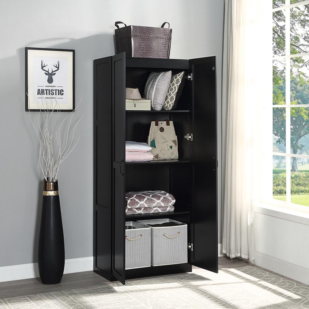 Manhattan Comfort - Hopkins Storage Closet with 4 Fixed & Adjustable Shelves in Black - 3GLF-BK veiw 6