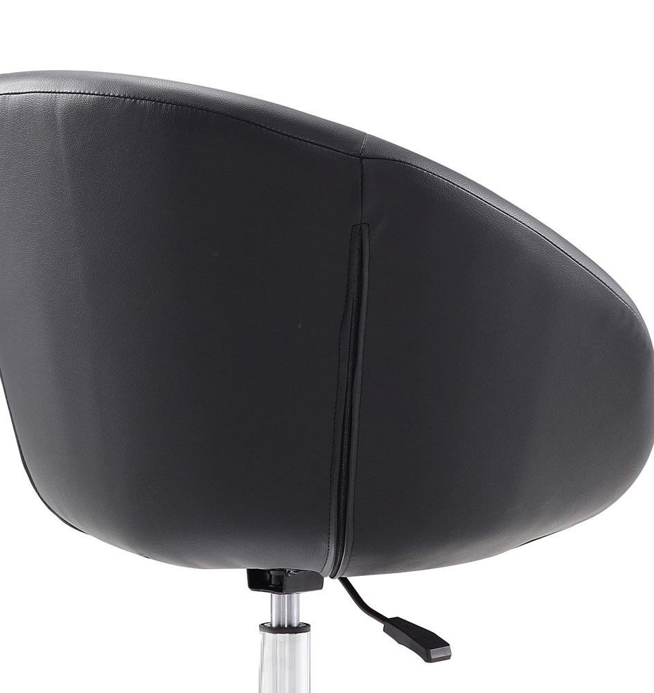 Manhattan Comfort - Hopper Faux Leather Accent Chair with Metal Legs in Black and Polished Chrome - Set of 2 - 2-AC036-BK veiw 8