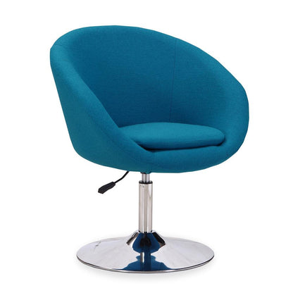 Manhattan Comfort - Hopper Wool Blend Accent Chair with Metal Legs in Blue and Polished Chrome - Set of 2 - 2-AC036-BL veiw 2
