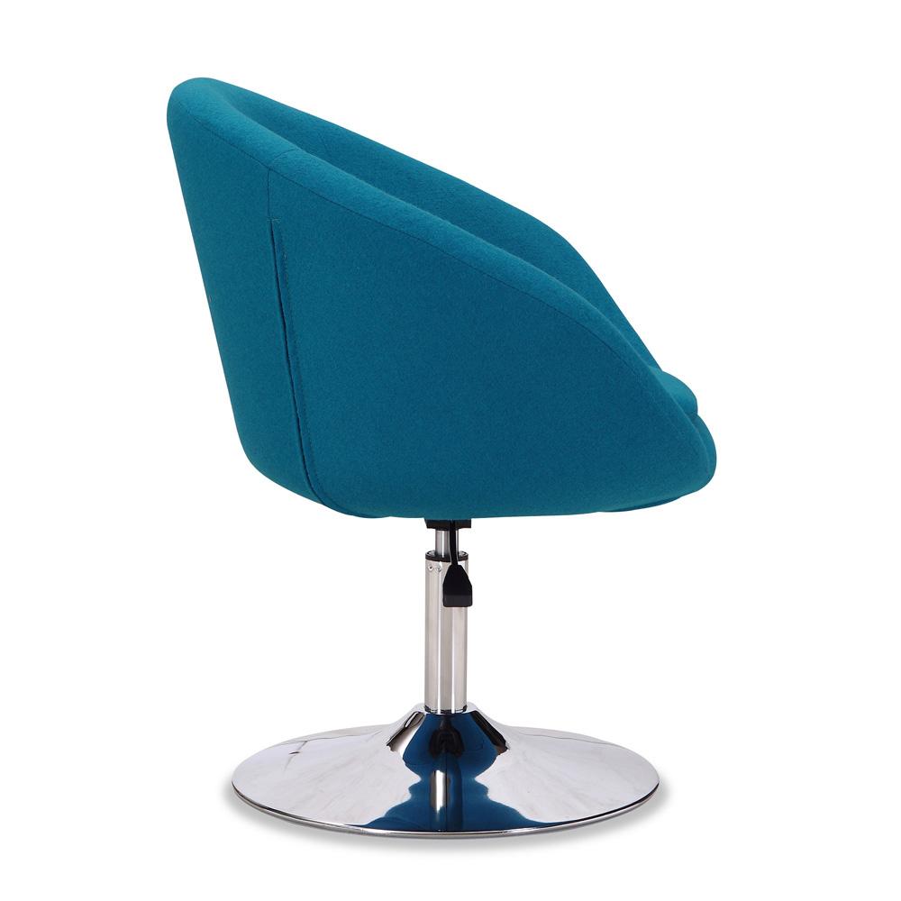 Manhattan Comfort - Hopper Wool Blend Accent Chair with Metal Legs in Blue and Polished Chrome - Set of 2 - 2-AC036-BL veiw 4