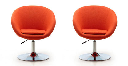 Manhattan Comfort - Hopper Wool Blend Accent Chair with Metal Legs in Orange and Polished Chrome - Set of 2 - 2-AC036-OR veiw 1