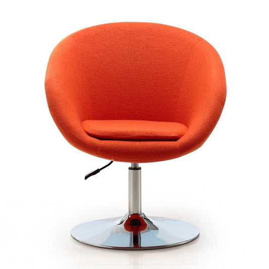 Manhattan Comfort - Hopper Wool Blend Accent Chair with Metal Legs in Orange and Polished Chrome - Set of 2 - 2-AC036-OR veiw 2
