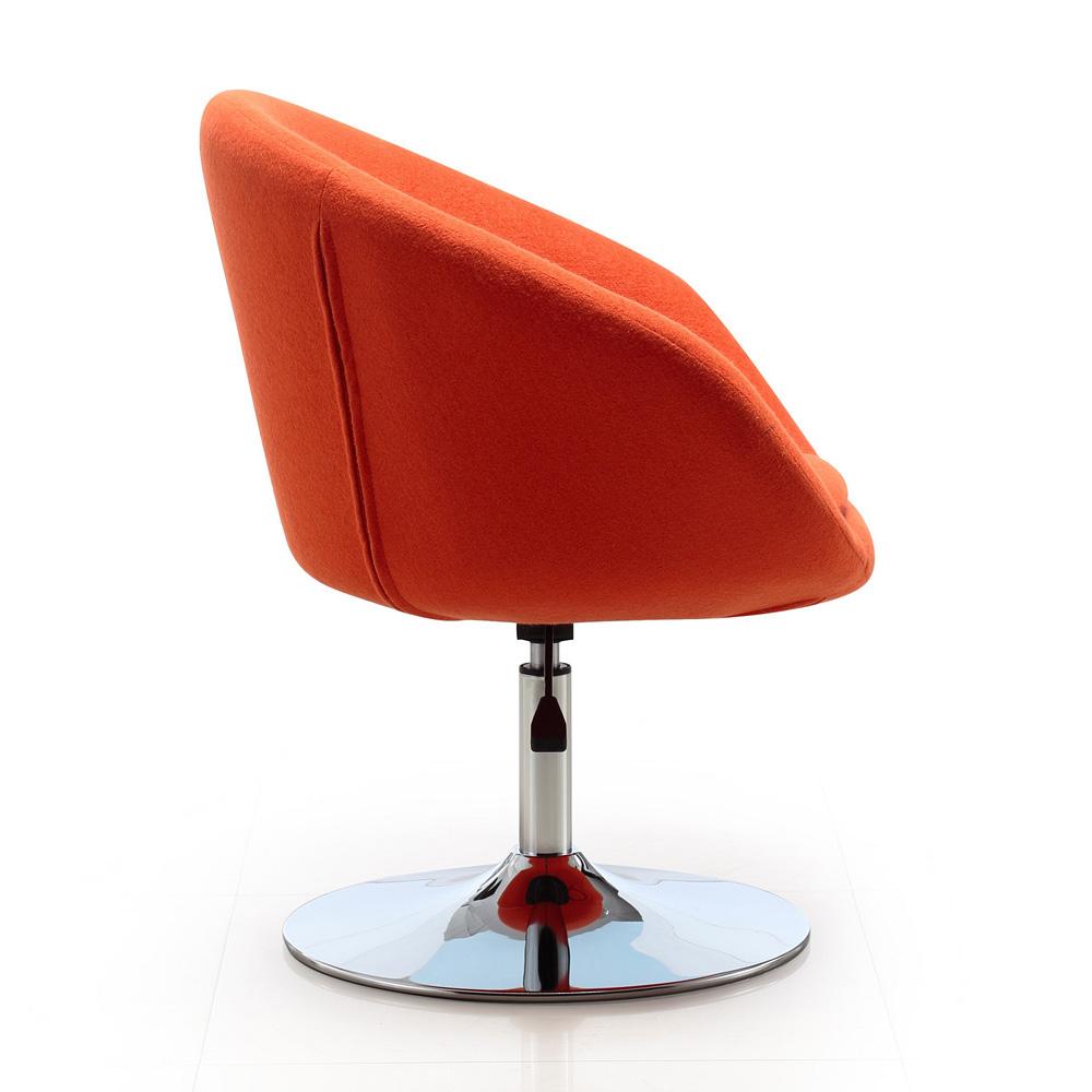 Manhattan Comfort - Hopper Wool Blend Accent Chair with Metal Legs in Orange and Polished Chrome - Set of 2 - 2-AC036-OR veiw 4