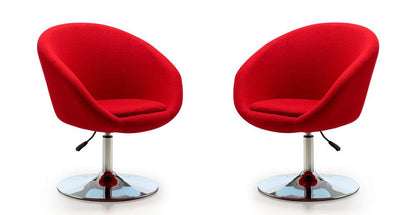 Manhattan Comfort - Hopper Wool Blend Accent Chair with Metal Legs in Red and Polished Chrome - Set of 2 - 2-AC036-RD veiw 1