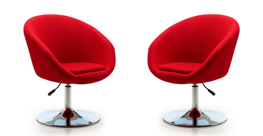 Manhattan Comfort - Hopper Wool Blend Accent Chair with Metal Legs in Red and Polished Chrome - Set of 2 - 2-AC036-RD veiw 1