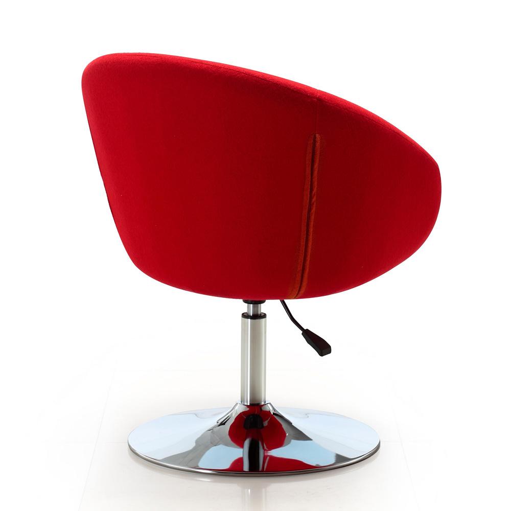 Manhattan Comfort - Hopper Wool Blend Accent Chair with Metal Legs in Red and Polished Chrome - Set of 2 - 2-AC036-RD veiw 5