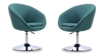 Manhattan Comfort - Hopper Twill Accent Chair with Metal Legs in Sky Blue and Polished Chrome - Set of 2 - 2-AC036-SB veiw 1