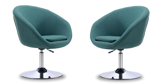 Manhattan Comfort - Hopper Twill Accent Chair with Metal Legs in Sky Blue and Polished Chrome - Set of 2 - 2-AC036-SB veiw 1