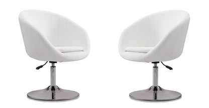 Manhattan Comfort - Hopper Faux Leather Accent Chair with Metal Legs in White and Polished Chrome - Set of 2 - 2-AC036-WH veiw 1