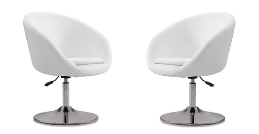 Manhattan Comfort - Hopper Faux Leather Accent Chair with Metal Legs in White and Polished Chrome - Set of 2 - 2-AC036-WH veiw 1