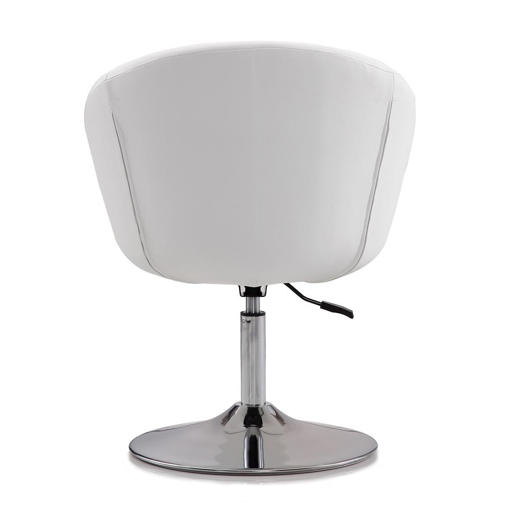 Manhattan Comfort - Hopper Faux Leather Accent Chair with Metal Legs in White and Polished Chrome - Set of 2 - 2-AC036-WH veiw 6