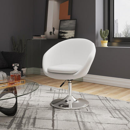 Manhattan Comfort - Hopper Faux Leather Accent Chair with Metal Legs in White and Polished Chrome - Set of 2 - 2-AC036-WH veiw 8