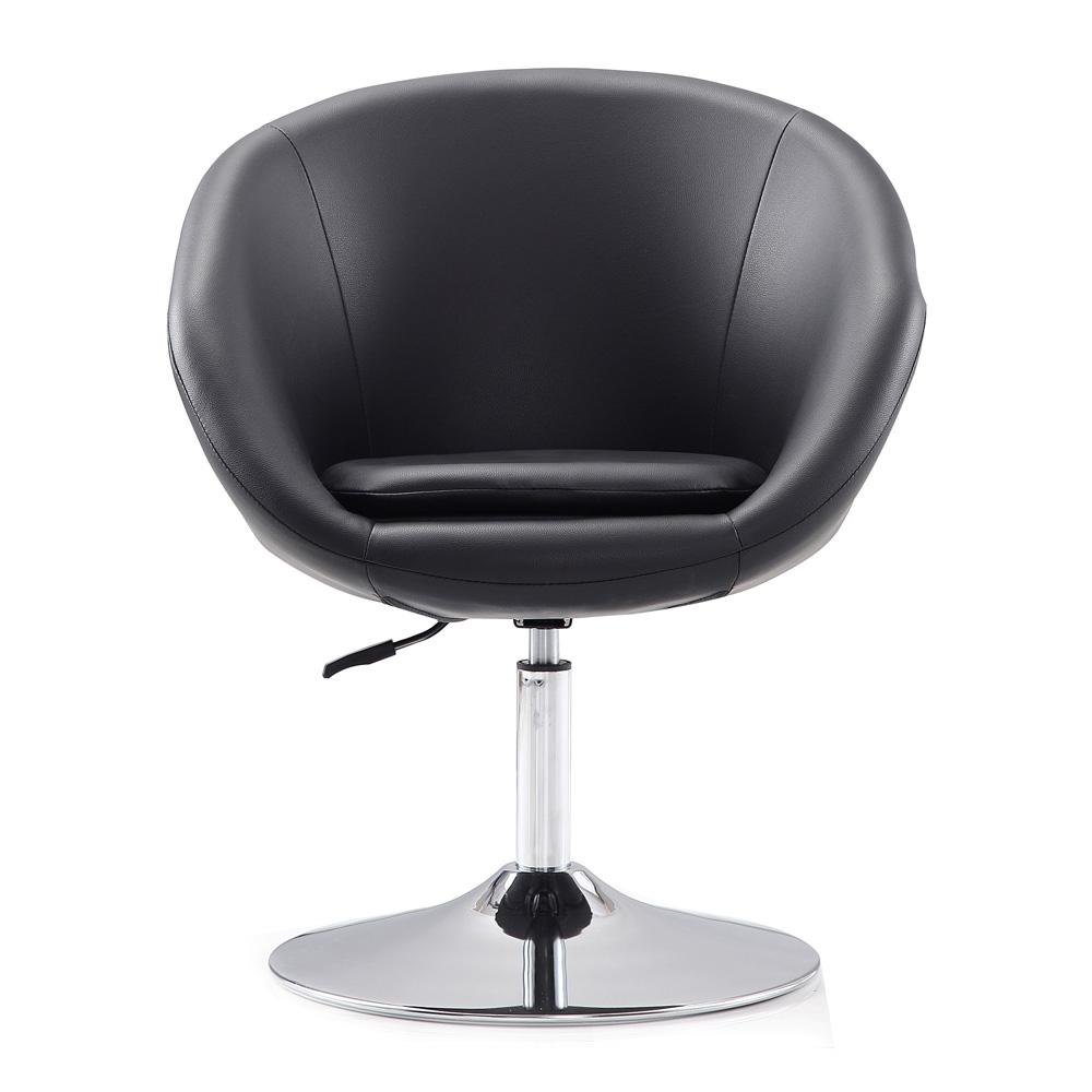 Manhattan Comfort - Hopper Faux Leather Accent Chair with Metal Legs in Black and Polished Chrome - AC036-BK veiw 1