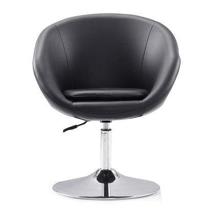 Manhattan Comfort - Hopper Faux Leather Accent Chair with Metal Legs in Black and Polished Chrome - AC036-BK veiw 1