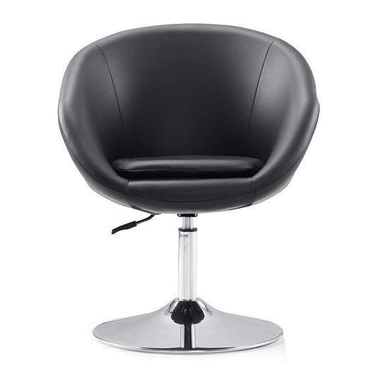 Manhattan Comfort - Hopper Faux Leather Accent Chair with Metal Legs in Black and Polished Chrome - AC036-BK veiw 1