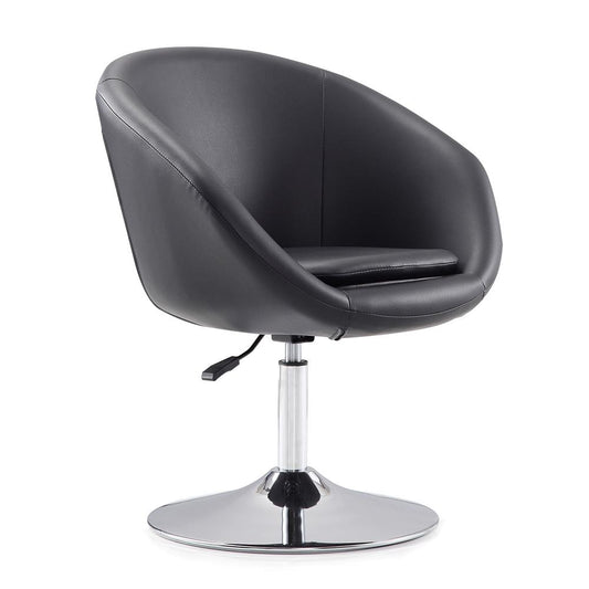 Manhattan Comfort - Hopper Faux Leather Accent Chair with Metal Legs in Black and Polished Chrome - AC036-BK veiw 2