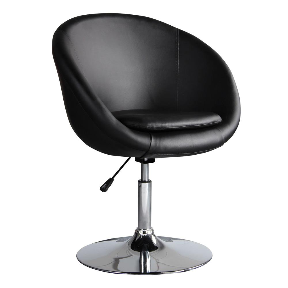 Manhattan Comfort - Hopper Faux Leather Accent Chair with Metal Legs in Black and Polished Chrome - AC036-BK veiw 3