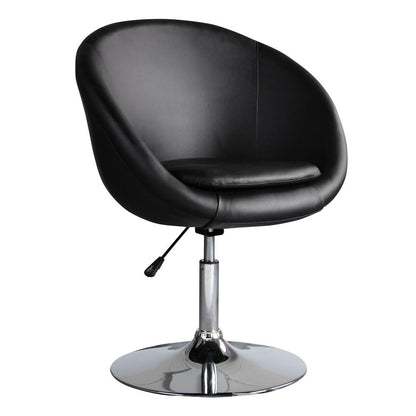Manhattan Comfort - Hopper Faux Leather Accent Chair with Metal Legs in Black and Polished Chrome - AC036-BK veiw 3