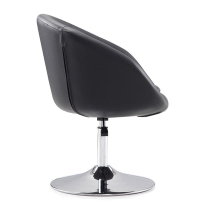 Manhattan Comfort - Hopper Faux Leather Accent Chair with Metal Legs in Black and Polished Chrome - AC036-BK veiw 4