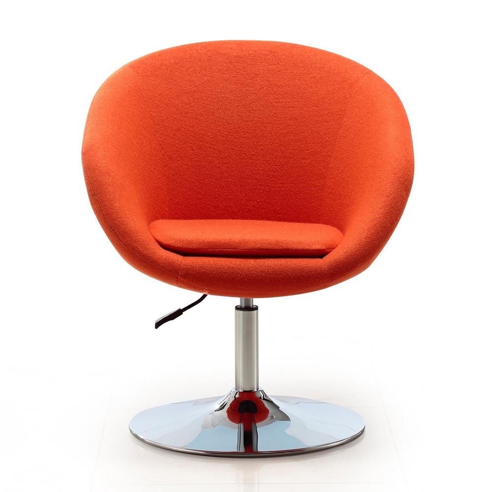 Manhattan Comfort - Hopper Wool Blend Accent Chair with Metal Legs in Orange and Polished Chrome - AC036-OR veiw 1