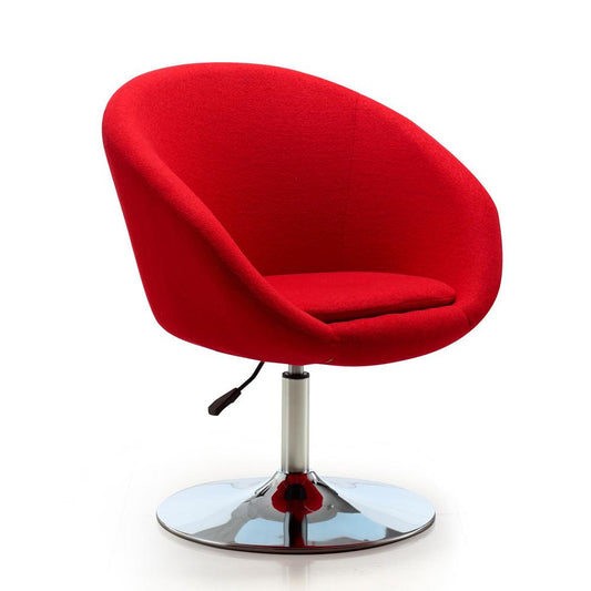 Manhattan Comfort - Hopper Wool Blend Accent Chair with Metal Legs in Red and Polished Chrome - AC036-RD veiw 2