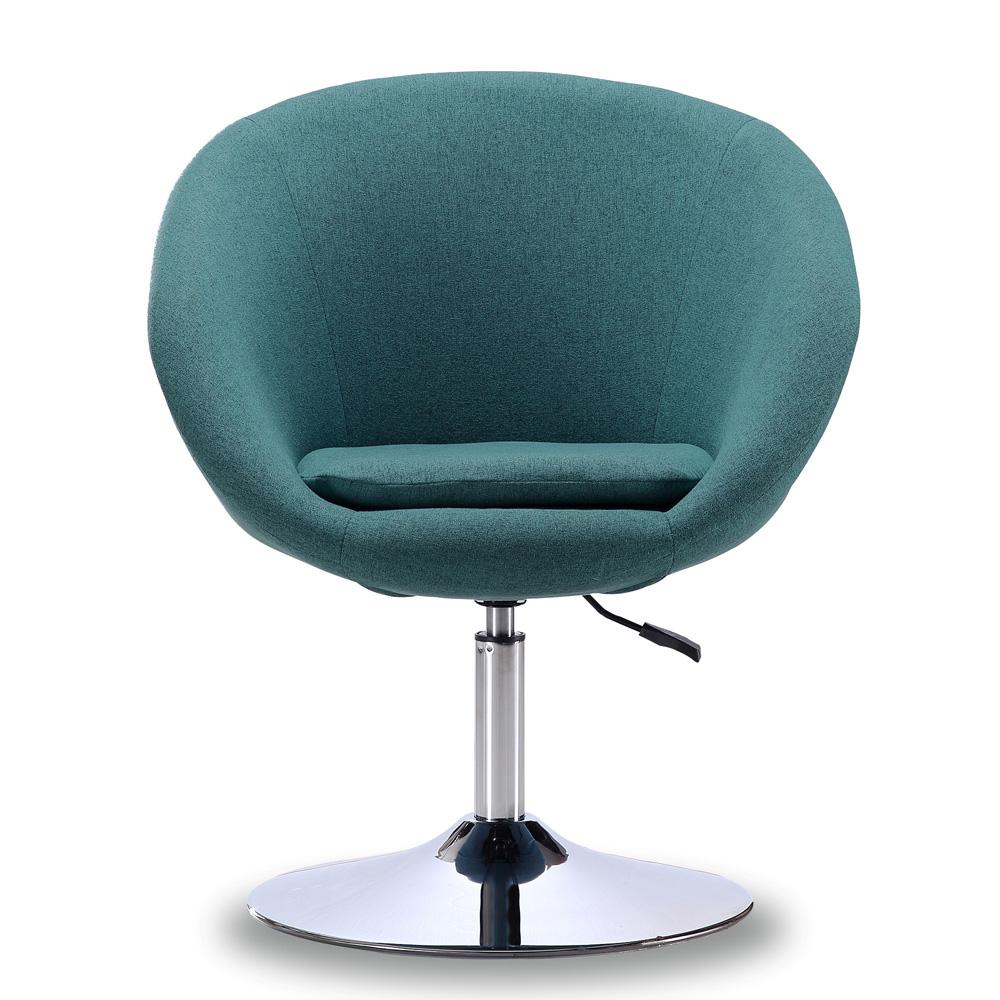 Manhattan Comfort - Hopper Twill Accent Chair with Metal Legs in Sky Blue and Polished Chrome - AC036-SB veiw 1