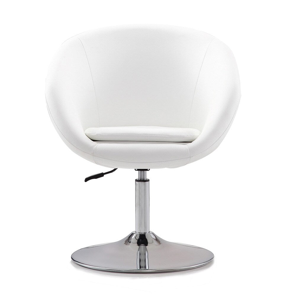 Manhattan Comfort - Hopper Faux Leather Accent Chair with Metal Legs in White and Polished Chrome - AC036-WH veiw 1