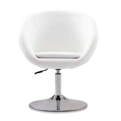 Manhattan Comfort - Hopper Faux Leather Accent Chair with Metal Legs in White and Polished Chrome - AC036-WH veiw 1