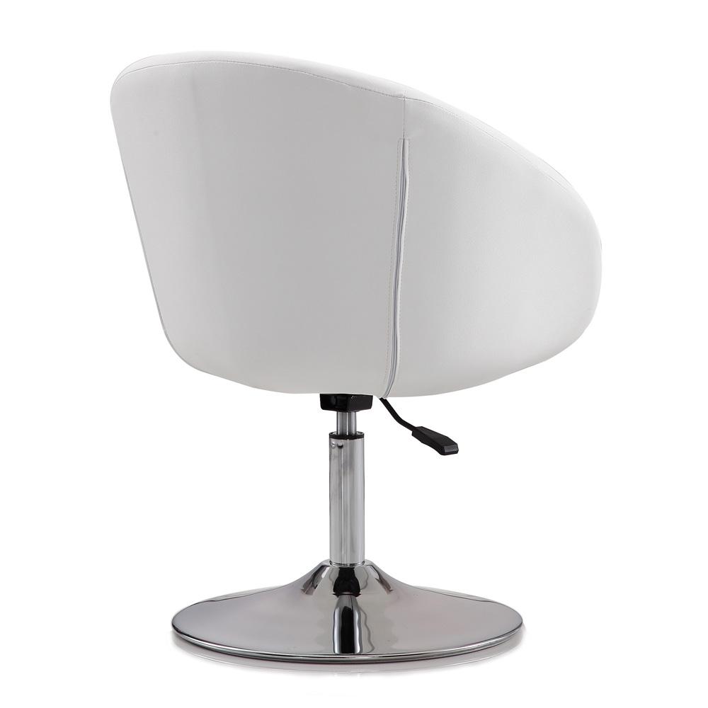 Manhattan Comfort - Hopper Faux Leather Accent Chair with Metal Legs in White and Polished Chrome - AC036-WH veiw 3