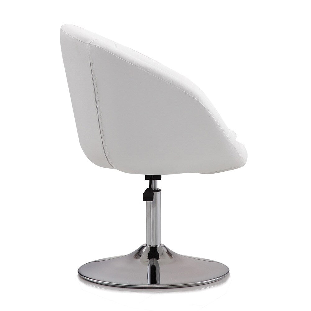 Manhattan Comfort - Hopper Faux Leather Accent Chair with Metal Legs in White and Polished Chrome - AC036-WH veiw 4