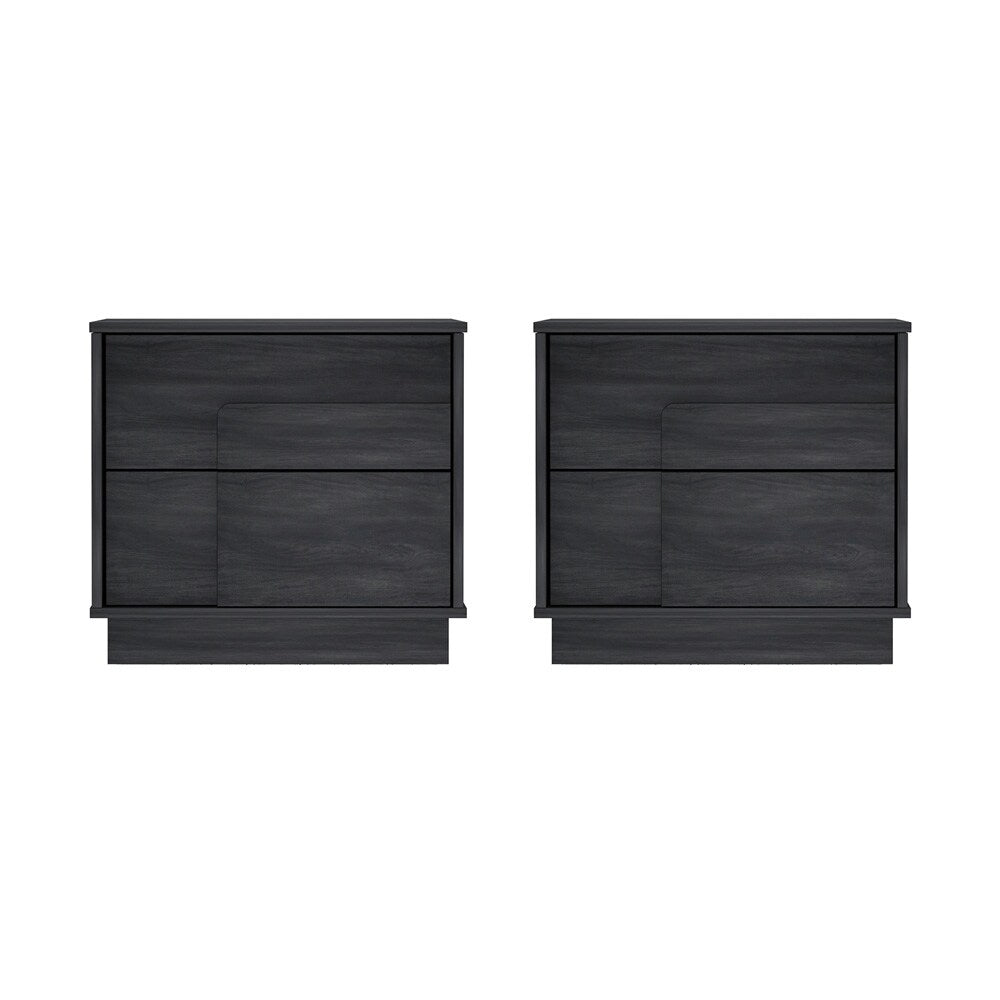 Manhattan Comfort - Horizon Nightstand with 2 Drawers in Charcoal Grey - Set of 2 - 2-NS003-GY veiw 1