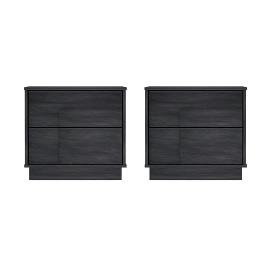 Manhattan Comfort - Horizon Nightstand with 2 Drawers in Charcoal Grey - Set of 2 - 2-NS003-GY veiw 1