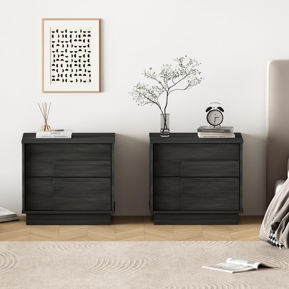 Manhattan Comfort - Horizon Nightstand with 2 Drawers in Charcoal Grey - Set of 2 - 2-NS003-GY veiw 8