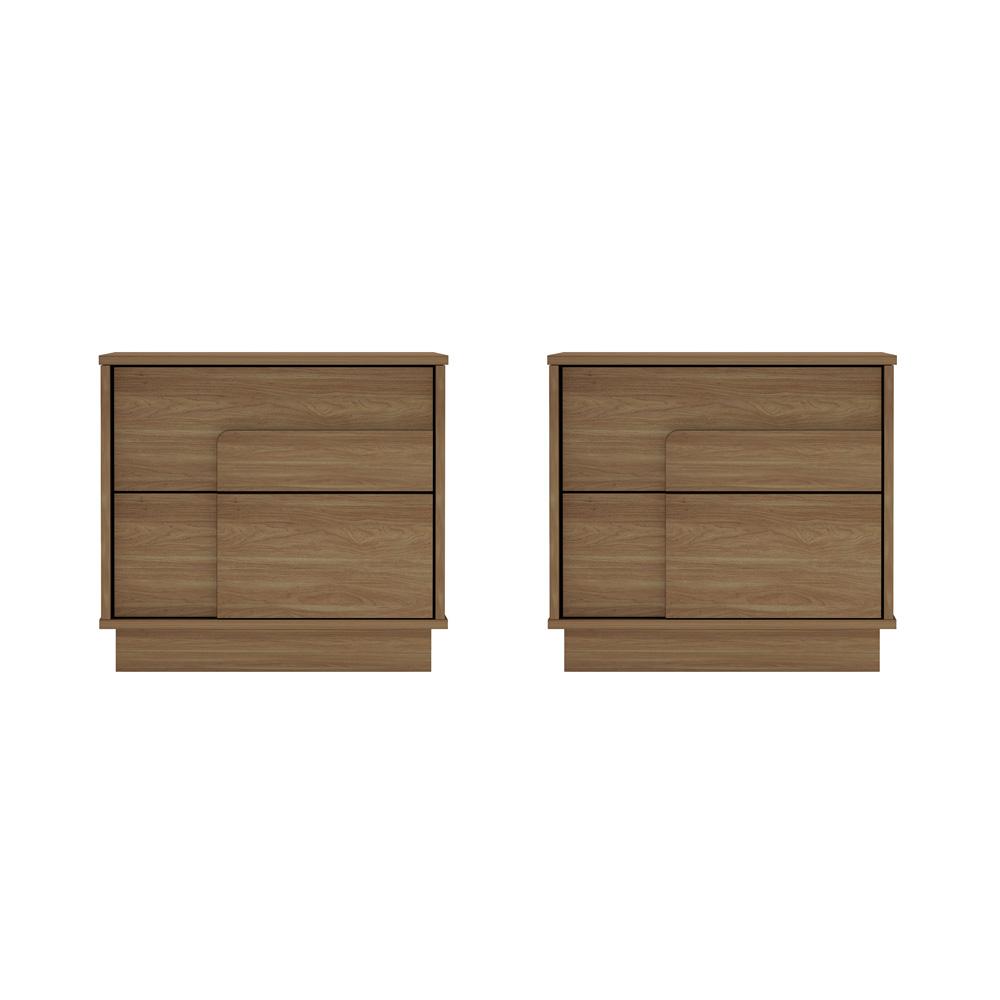 Manhattan Comfort - Horizon Nightstand with 4 Drawers in Maple - Set of 2 - 2-NS003-MP veiw 1